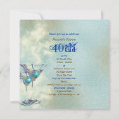 Elegant 40e aqua green party kaart (Achterkant)