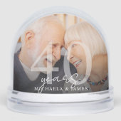 Elegant 40e Jubileum Paar Namen 2-Foto Sneeuwbol (Voorkant)