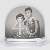 Elegant 40e Jubileum Paar Namen 2-Foto Sneeuwbol (Achterkant)