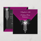 Elegant 40e verjaardag Black Pink Diamond Kaart (Voorkant / Achterkant)