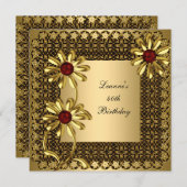Elegant 40e verjaardag Exotic Gold Floral Kaart (Voorkant / Achterkant)