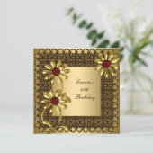 Elegant 40e verjaardag Exotic Gold Floral Kaart (Staand voorkant)
