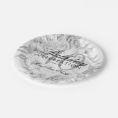 Elegant 40e verjaardag Floral Silver White Papieren Bordje (Gekanteld)