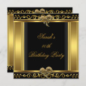 Elegant 40e verjaardag Gold Black Jewel Bow Kaart (Voorkant / Achterkant)