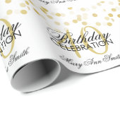 Elegant 40e verjaardag Gold Foil Glitter Lichten Cadeaupapier (Rol Hoek)