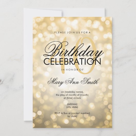 Elegant 40e verjaardag Gold Glitter Lichten Kaart (Voorkant)