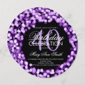 Elegant 40e verjaardag Mousserende lichten Paars Kaart (Voorkant / Achterkant)