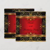 Elegant 40e verjaardag Red Black Gold Art Deco 2 Kaart (Voorkant / Achterkant)