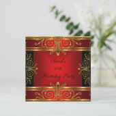Elegant 40e verjaardag Red Black Gold Art Deco Kaart (Staand voorkant)