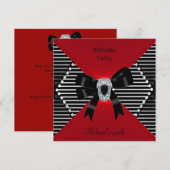 Elegant 40e verjaardag Red Silver Stripe Kaart (Voorkant / Achterkant)