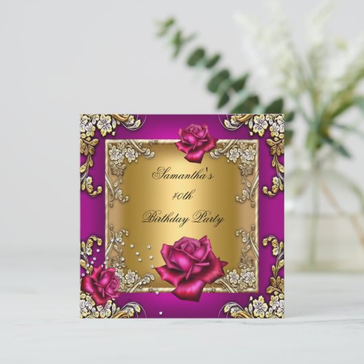 Elegant 40e verjaardag Roze Rose Gold Kaart (Staand voorkant)