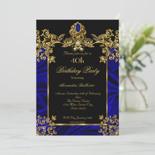 Elegant 40e verjaardag van de Zijderpartij Royal B Kaart (Staand voorkant)