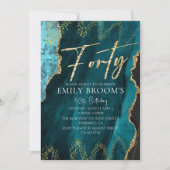 Elegant 40e verjaardag Veertig goud Kaart (Voorkant)