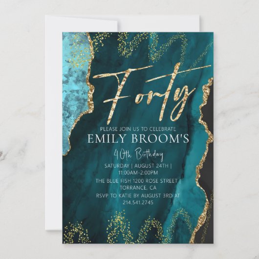 Elegant 40e verjaardag Veertig goud Kaart (Voorkant)