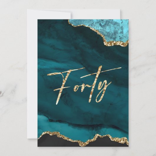 Elegant 40e verjaardag Veertig goud Kaart (Achterkant)