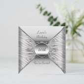 Elegant 40e verjaardag White Silver Kaart (Staand voorkant)