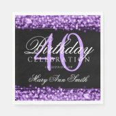 Elegant 40e verjaardagsfeest sprankelt Paarse Servet (Voorkant)