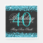 Elegant 40e verjaardagsfeest sprankelt turquoise servet (Voorkant)