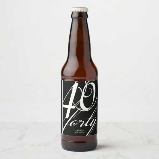 Elegant 40e verjaardagsfeestje bier etiket (Voorkant)