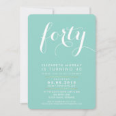 ELEGANT 40E verjaardagsfeestje INVITE script mint Kaart (Voorkant)