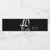 Elegant 40e verjaardagsfeestje waterfles etiket (Enkel label)