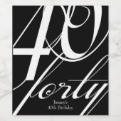 Elegant 40e verjaardagsfeestje wijn etiket (Enkel label)