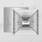 Elegant 40e verluierfeestje Wit Zilver Kaart (Voorkant / Achterkant)