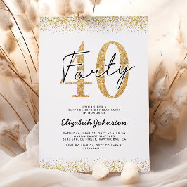 Elegant 40ste verjaardagsfeestje Goud Kaart