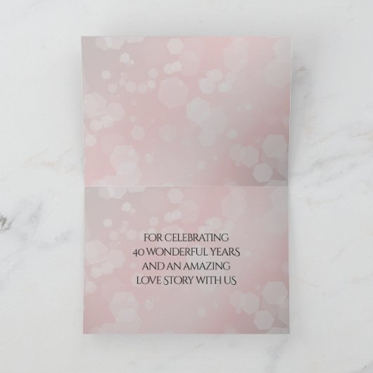 Elegant 40th 80th Ruby Wedding Jubileum Bedankkaart (Binnen)