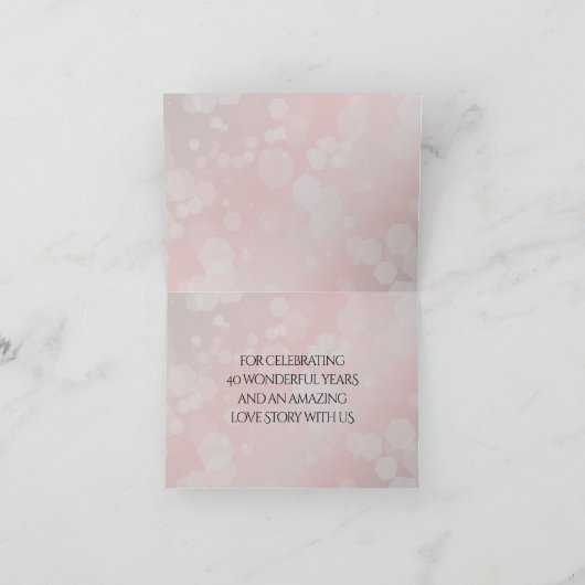 Elegant 40th 80th Ruby Wedding Jubileum Bedankkaart (Binnen)