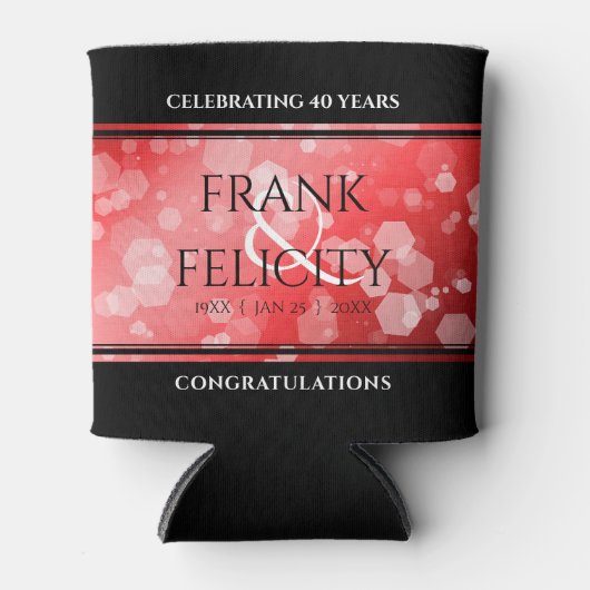 Elegant 40th 80th Ruby Wedding Jubileum Blikjeskoeler (Voorkant)