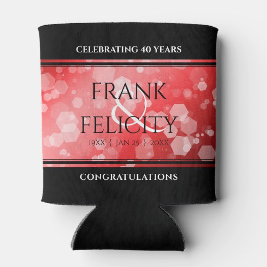 Elegant 40th 80th Ruby Wedding Jubileum Blikjeskoeler (Achterkant)