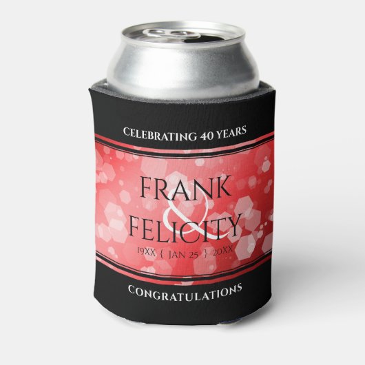 Elegant 40th 80th Ruby Wedding Jubileum Blikjeskoeler (Blikje Achterkant)