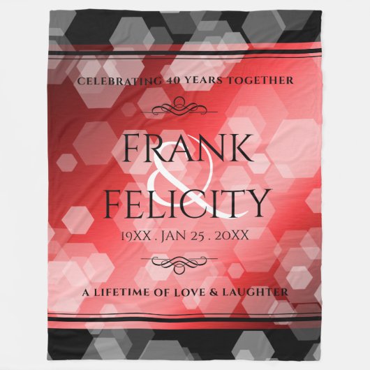 Elegant 40th 80th Ruby Wedding Jubileum Fleece (Voorkant)