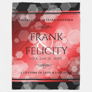 Elegant 40th 80th Ruby Wedding Jubileum Fleece Deken