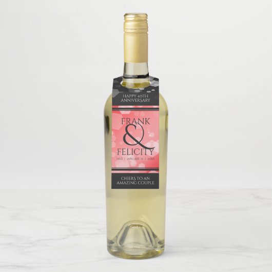 Elegant 40th 80th Ruby Wedding Jubileum Flessenhanger (Op fles)