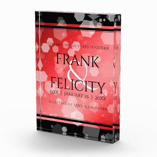 Elegant 40th 80th Ruby Wedding Jubileum Fotoblokken (Rechts)