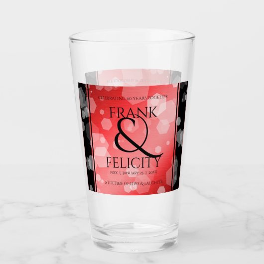 Elegant 40th 80th Ruby Wedding Jubileum Glas (Voorkant)