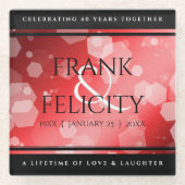 Elegant 40th 80th Ruby Wedding Jubileum Glazen Onderzetter (Voorkant)