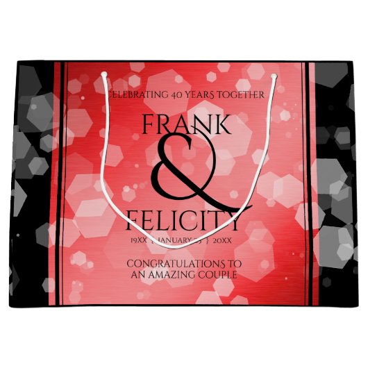 Elegant 40th 80th Ruby Wedding Jubileum Groot Cadeauzakje (Voorkant)