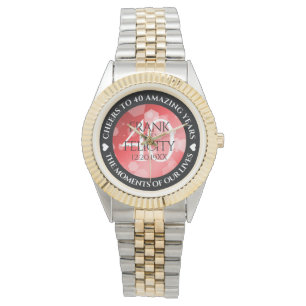 Elegant 40th 80th Ruby Wedding Jubileum Horloge