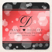 Elegant 40th 80th Ruby Wedding Jubileum Kartonnen Onderzetters (Voorkant)