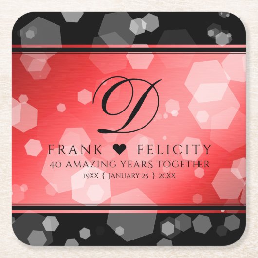 Elegant 40th 80th Ruby Wedding Jubileum Kartonnen Onderzetters (Voorkant)