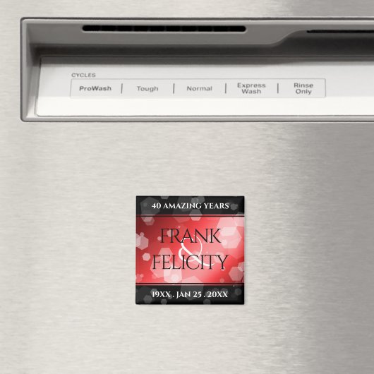 Elegant 40th 80th Ruby Wedding Jubileum Magneet (Insitu (Vaatwasser))