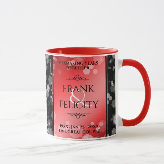 Elegant 40th 80th Ruby Wedding Jubileum Mok (Rechts)