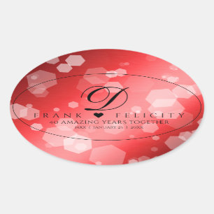 Elegant 40th 80th Ruby Wedding Jubileum Ovale Sticker
