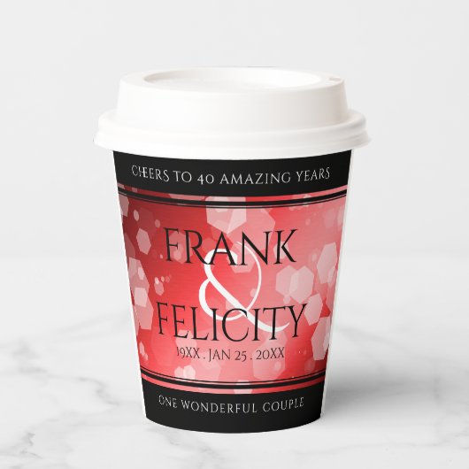 Elegant 40th 80th Ruby Wedding Jubileum Papieren Bekers (Voorkant)