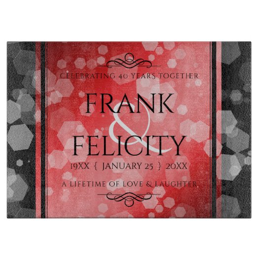 Elegant 40th 80th Ruby Wedding Jubileum Snijplank (Voorkant)