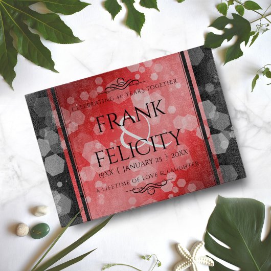 Elegant 40th 80th Ruby Wedding Jubileum Snijplank