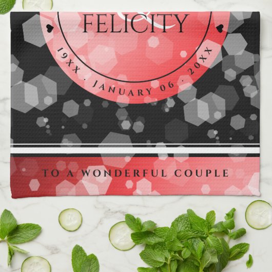 Elegant 40th 80th Ruby Wedding Jubileum Theedoek (Gevouwen)